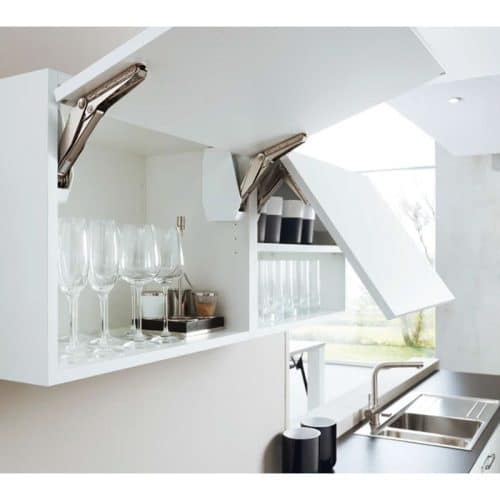 Ảnh thực tế bộ tay nâng FREE FLAP 3.15 Hafele 493.05.853 nắp trắng