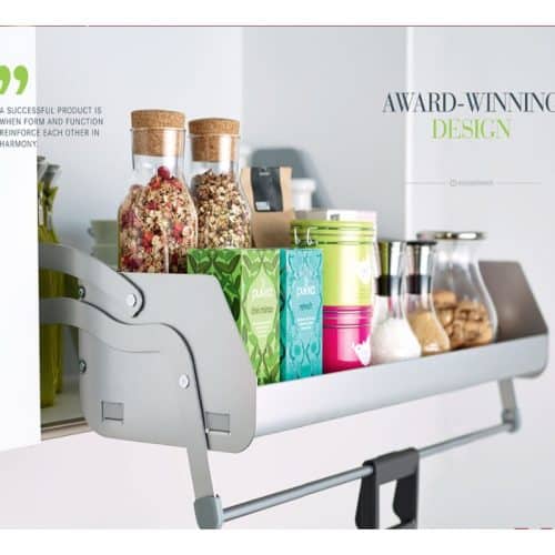 Ảnh thực tế kệ nâng hạ cho tủ bếp rộng 600mm, 1 khay, Hafele 504.68.913