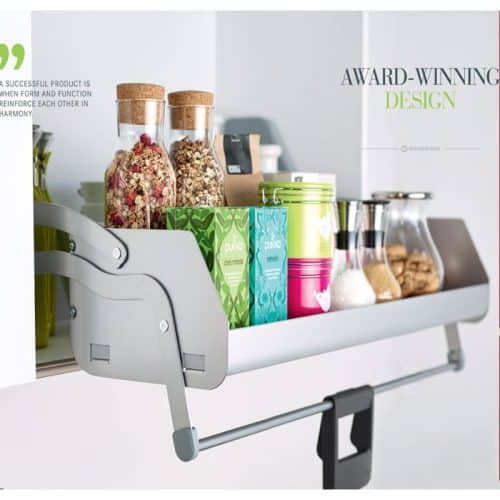 Ảnh thực tế kệ nâng hạ cho tủ bếp rộng 900mm, 1 khay, Hafele 504.68.915