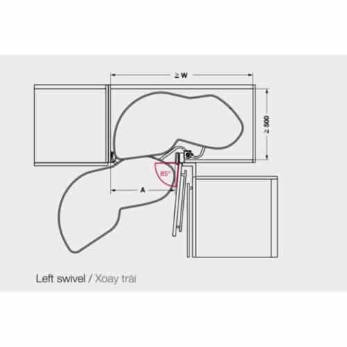 Bộ rổ góc LEMANS II Hafele 541.29.481, màu đen 8 Kích thước bộ rổ góc LEMANS II Hafele 541.29.481, màu đen