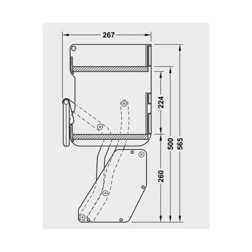 Kích thước kệ nâng hạ Imove Anthracite Double 600mm Hafele 504.68.323