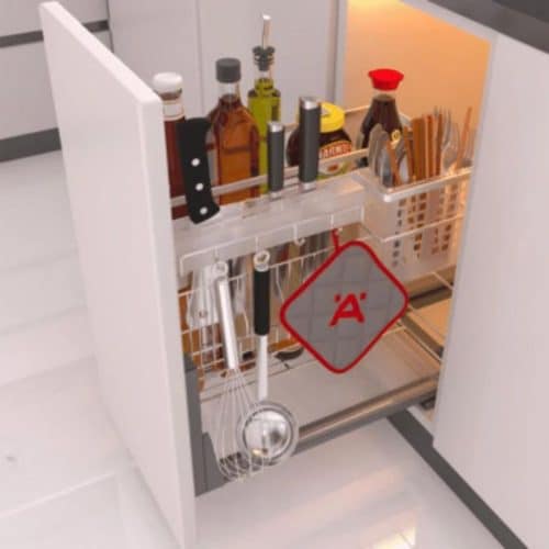 Ảnh thực tế bộ rổ dao thớt, chai lọ SONATA Cucina 549.20.011 Inox 304