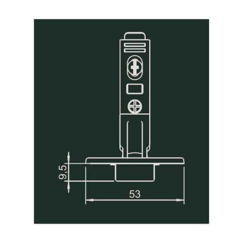 Kích thước bản lề Metalla SM 95 độ mini Hafele 311.04.442