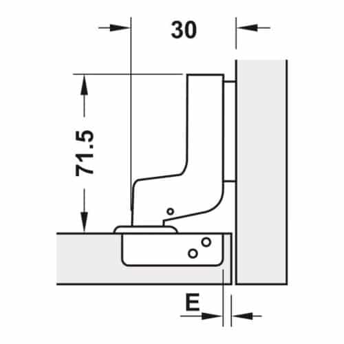 Kích thước bản lề Metalla SM 95 độ mini Hafele 311.04.442