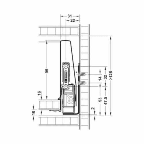 Kích thước Bộ ngăn kéo Hafele 551.74.725