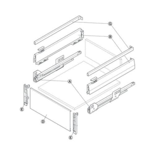Lắp đặt Bộ ngăn kéo Hafele 513.08.385 Matrix Box P35 VIS 16/92/1200/500mm xám đậm
