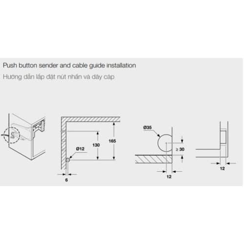 Lắp đặt bộ tay nâng FREE UP E Hafele 372.29.708 nắp trắng
