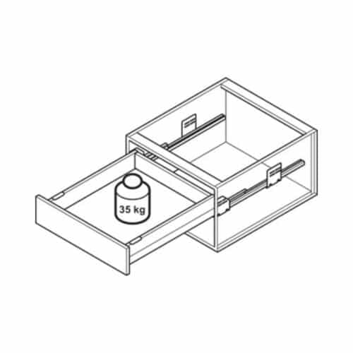 Sức chứa Bộ ngăn kéo Hafele 513.08.385 Matrix Box P35 VIS 16/92/1200/500mm xám đậm