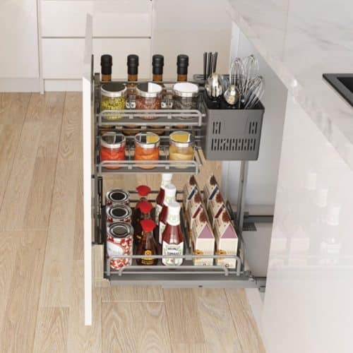 Ảnh thực tế bộ rổ gia vị dao thớt Hafele Omero 595.00.803 300mm