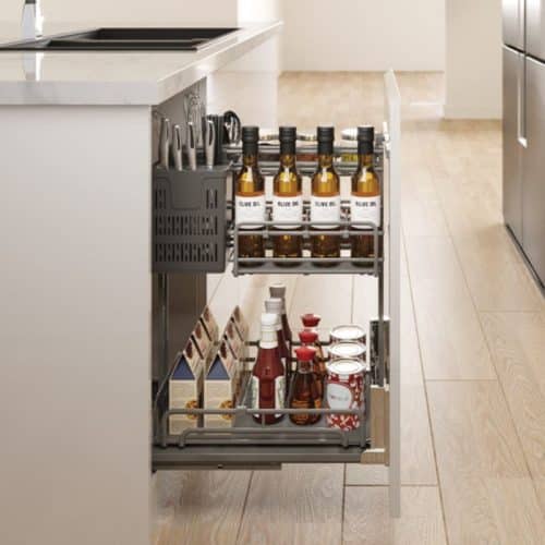 Ảnh thực tế bộ rổ gia vị dao thớt Hafele Omero 595.00.803 300mm