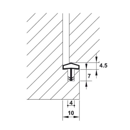 Kích thước đệm khí cho cửa 10mm Hafele 950.51.200