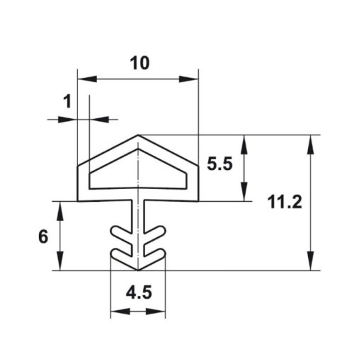 Kích thước đệm khí cho cửa 10mm Hafele 950.51.200