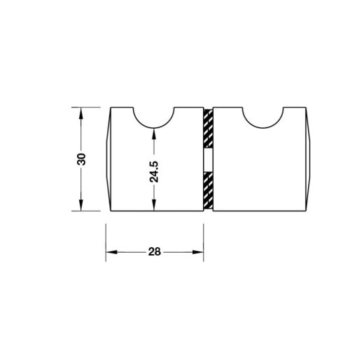 Kích thước tay nắm cho cửa kính màu đen Hafele 981.71.153