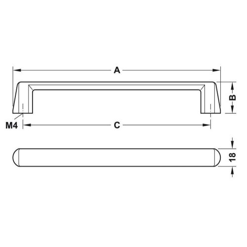 Kích thước tay nắm tủ 212mm H1390 Hafele 106.69.207