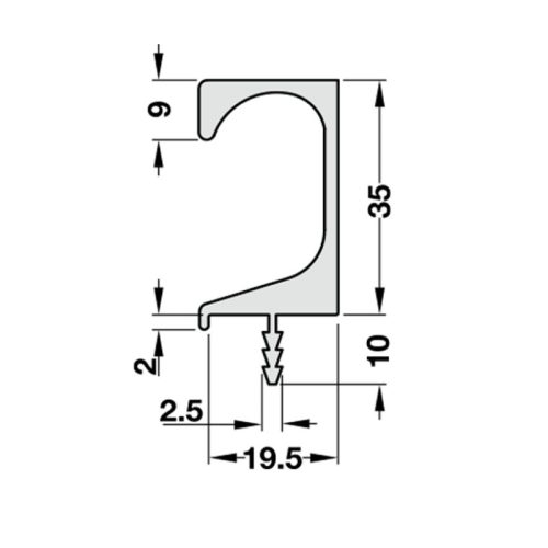 Kích thước tay nắm tủ dạng thanh nhôm Hafele 126.27.303