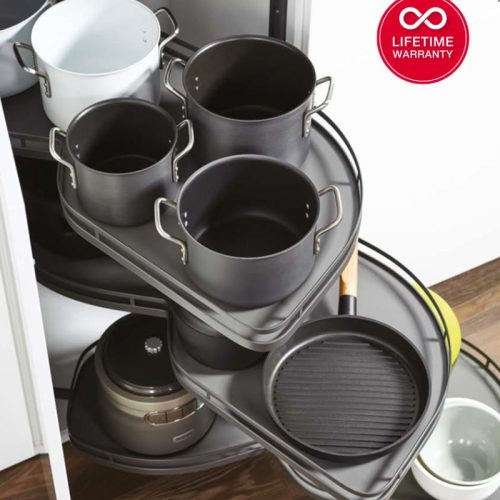 Rổ góc LeMans II 4 khay màu đen xoay trái Hafele 541.29.483