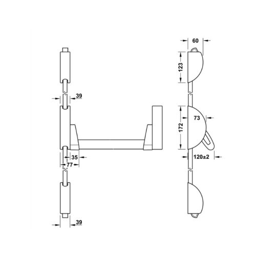Thiết kế của thanh thoát hiểm màu xám Hafele 901.02.782